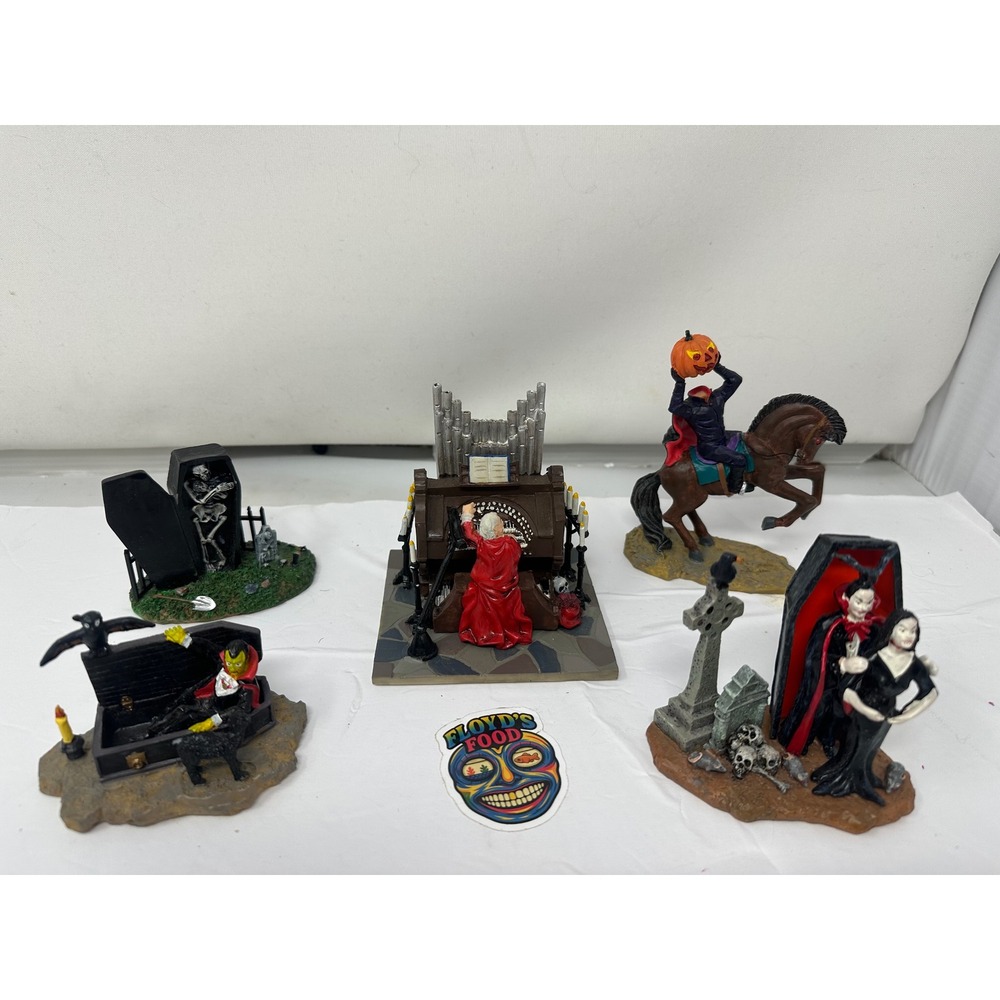 Lemax Halloween Village Figurines Lot of 5 Headless Horseman Phantom Vampire